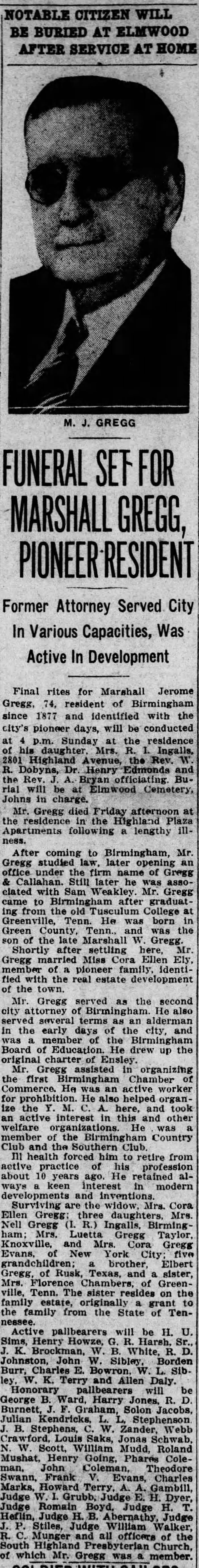 Marshall Jerome Gregg obituary